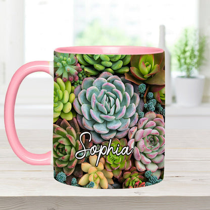 Beautiful Cactus Succulents Plants - Personalized Cactus Accent Mug