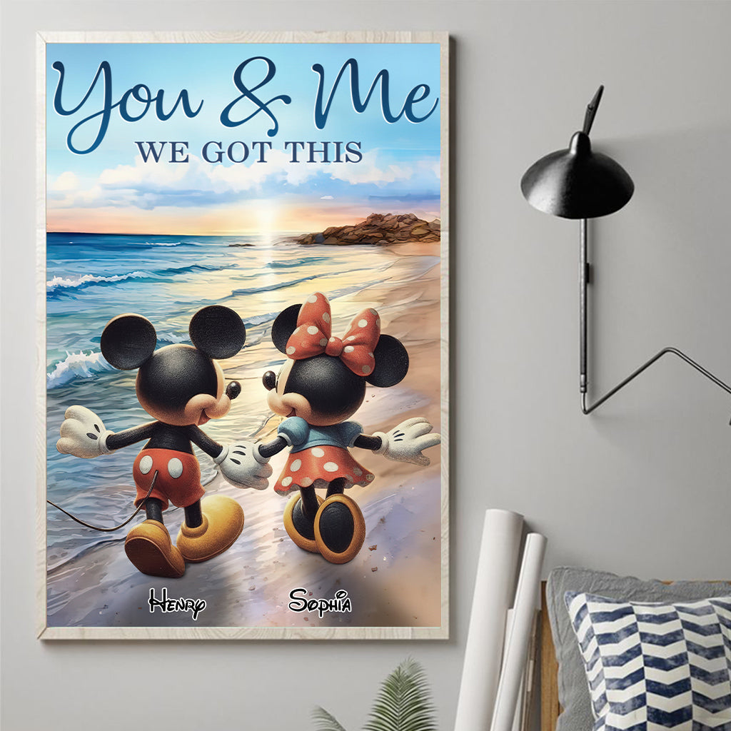 Mouse Ears Couple Beach Landscape Retro Vintage - Personalized Mouse Canvas And Poster