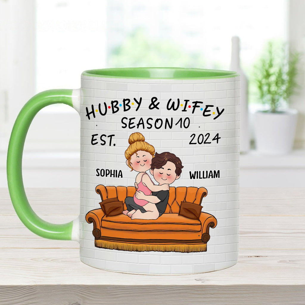 Hubby & Wifey - Personalized Husband And Wife Accent Mug