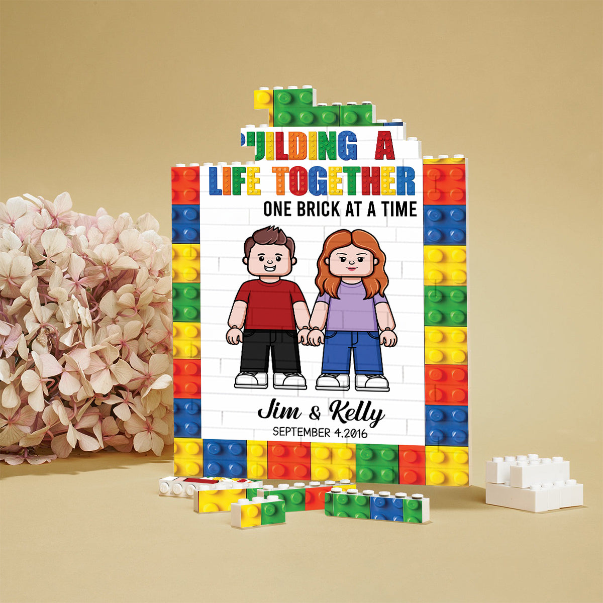 Building A Life Together - Personalized Couple Vertical Rectangle Building Brick Blocks Printed On Both Sides