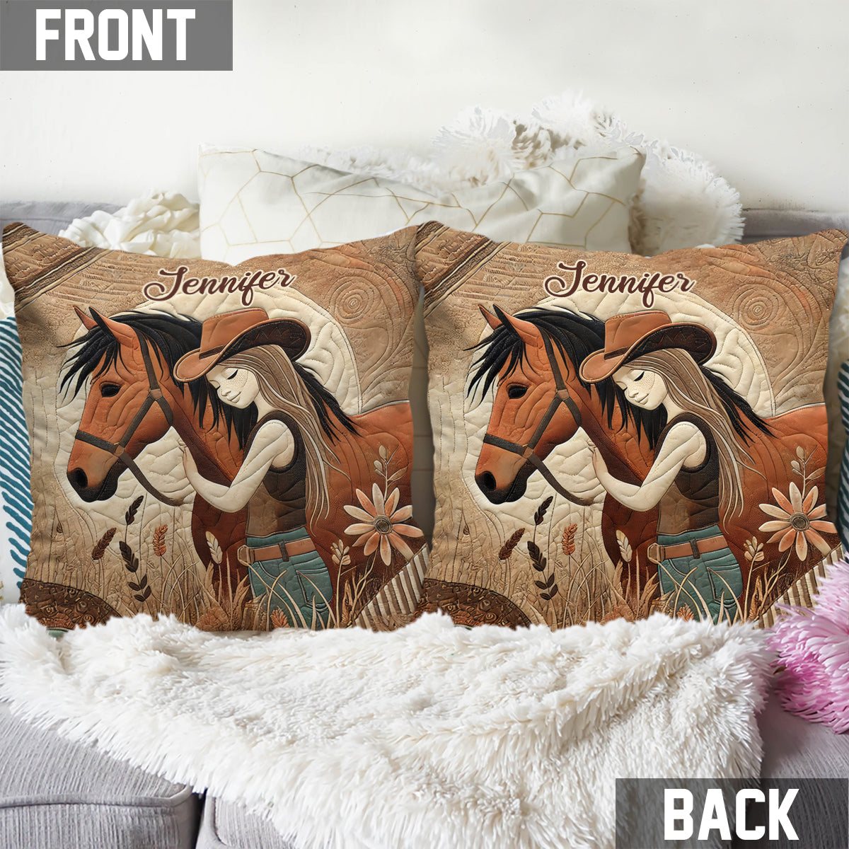 Horse Lovers - Personalized Horse Throw Pillow