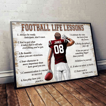 Football Life Lessons - Personalized Football Canvas And Poster