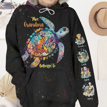 This Grandma Mom Belongs To - Personalized Turtle All Over Shirt