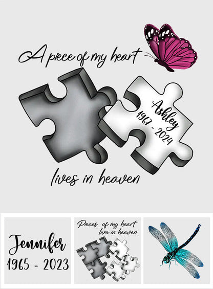 Memorial Butterfly Dragonfly Heaven Feather - Personalized Memorial Decal Full