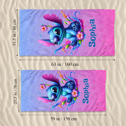 Colorful Ohana - Personalized Ohana Beach Towel