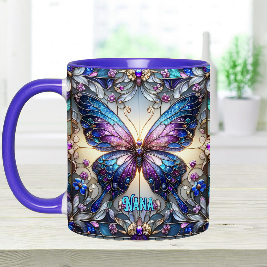 Grandma Butterfly - Personalized Grandma Accent Mug