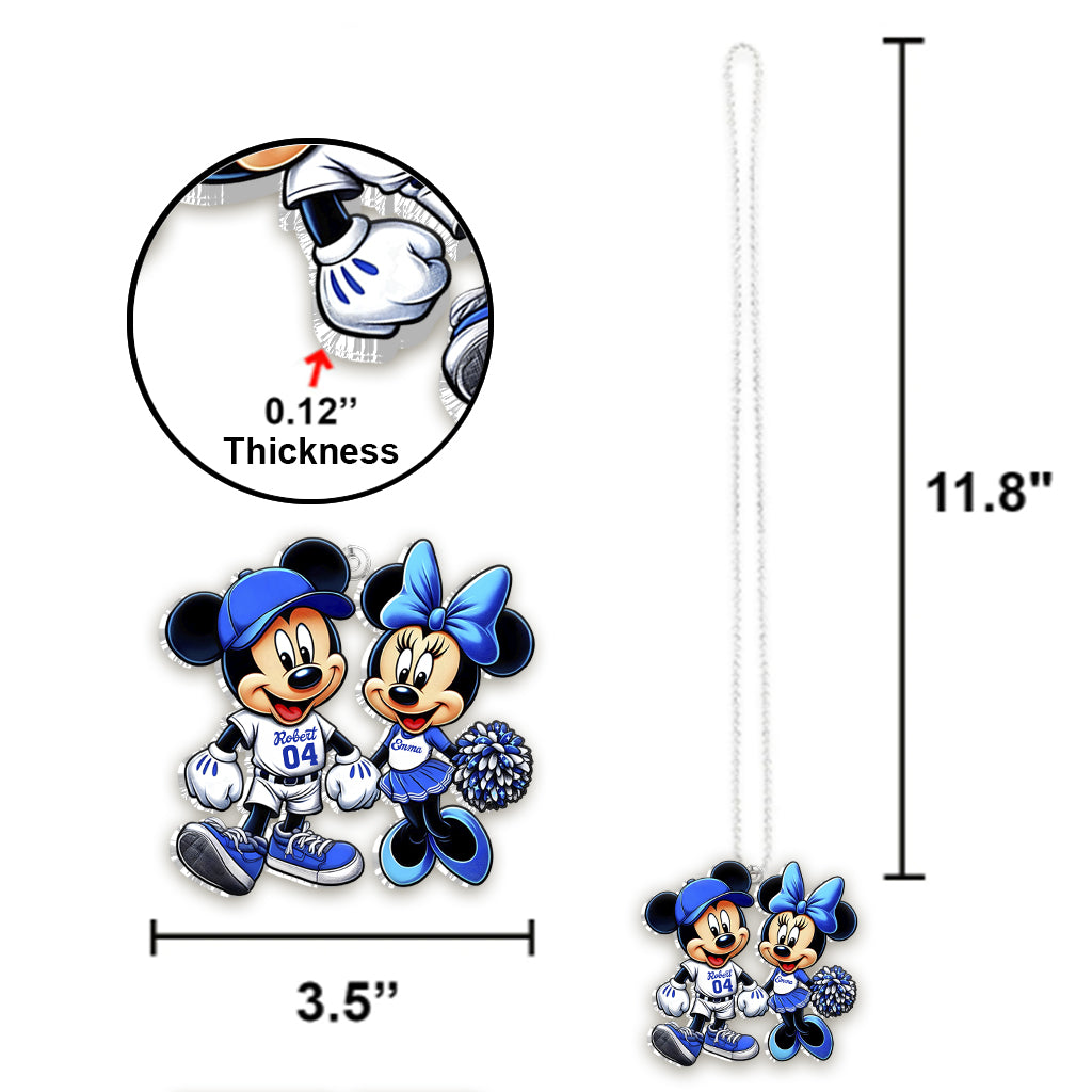 Mouse Couple Baseball - Personalized Baseball Custom Shaped Car Ornament