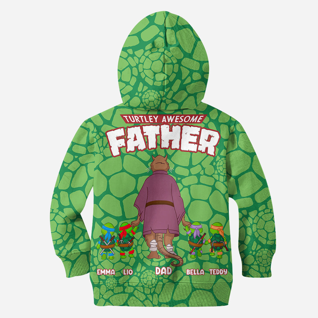 Turtley Awesome Father - Personalized Green Turtles All Over Shirt