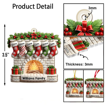 Stockings on Fireplace - Personalized Family Ornament