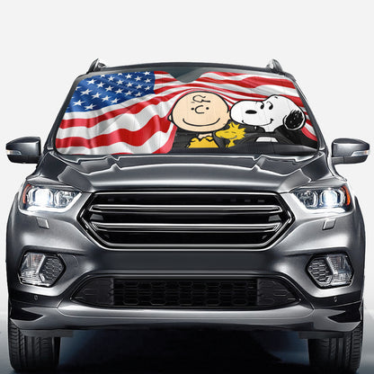 Best Friends U.S Flag - Car Sunshade