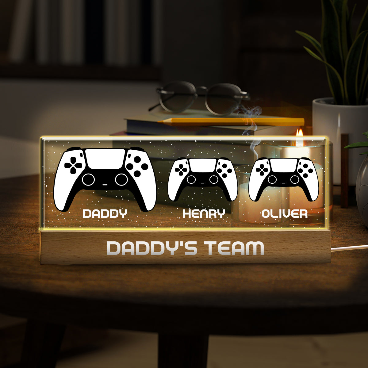 Daddy's Team - Personalized Father Custom LED Night Light
