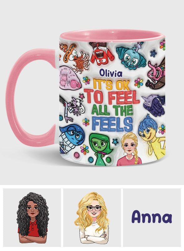 It's Ok To Feel All The Feels - Personalized Accent Mug