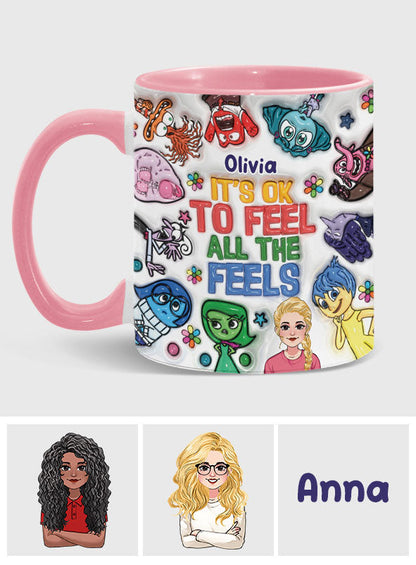 It's Ok To Feel All The Feels - Personalized Accent Mug