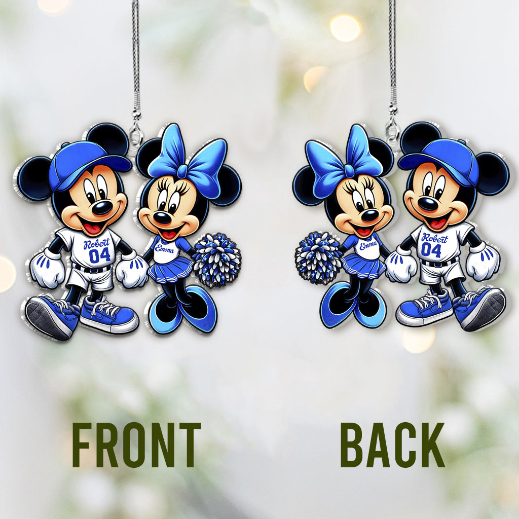 Mouse Couple Baseball - Personalized Baseball Custom Shaped Car Ornament