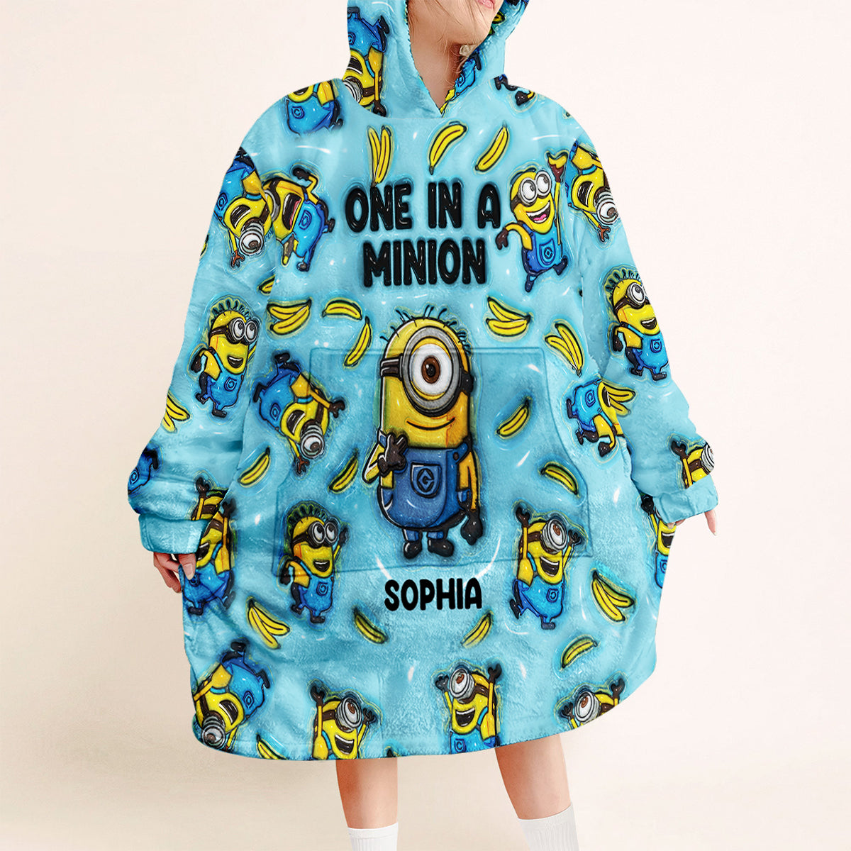 One In A Minion - Personalized Blanket Hoodie