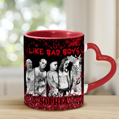 I Like Bad Boys - Personalized Heart Handle Mug
