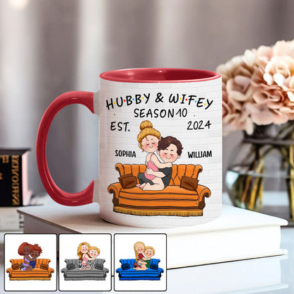 Hubby & Wifey - Personalized Husband And Wife Accent Mug