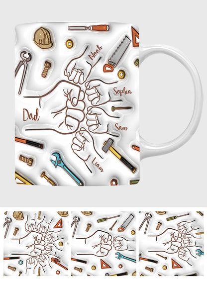 Father And Children Fist Bump - Personalized Father Mug