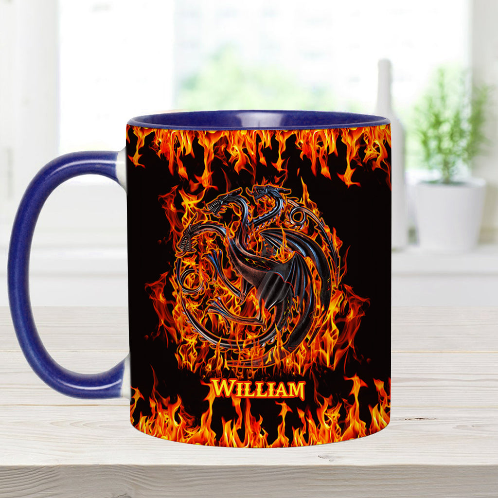 Fire And Blood - Personalized Thrones Game Accent Mug