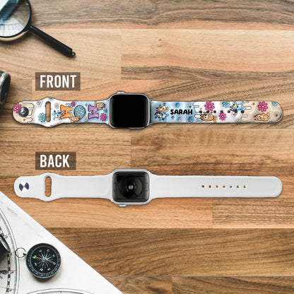 Mom Era Cute Blue Dog - Personalized Mother Apple Watch Band