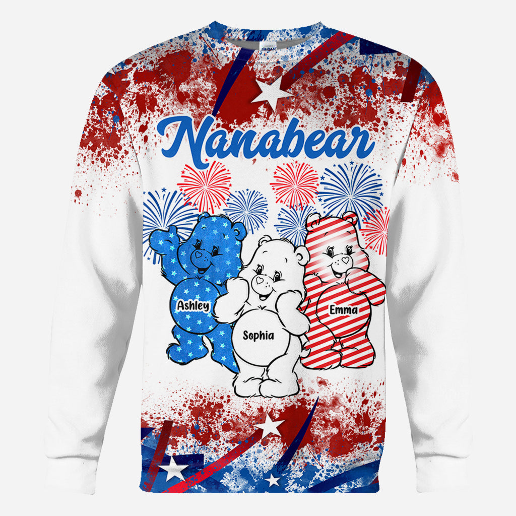 Nana Bear America Flag - Personalized Grandma All Over Shirt
