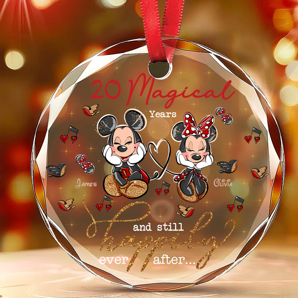 Magical Love - Personalized Mouse Round Shaped Glass Ornament
