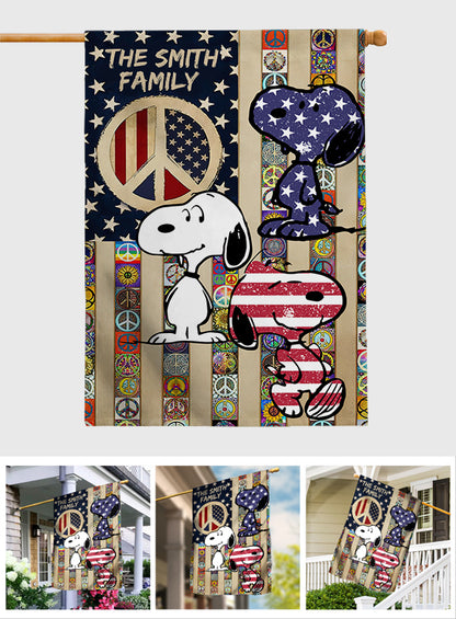 Cute Dogs Hippie Soul Retro Flag - Personalized Hippie House Flag