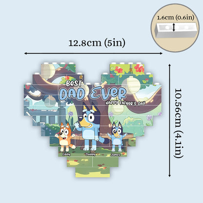 Best Dad Ever - Personalized Father One-sided Heart Building Brick Blocks