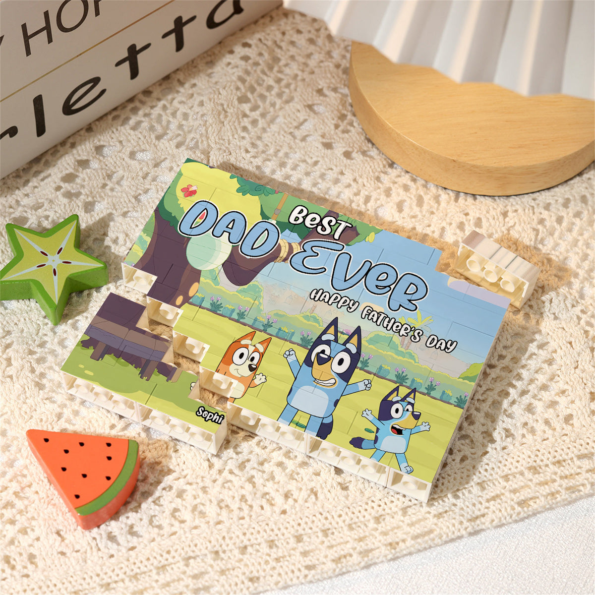Best Dad Ever - Personalized Father One-sided Horizontal Rectangle Building Brick Blocks