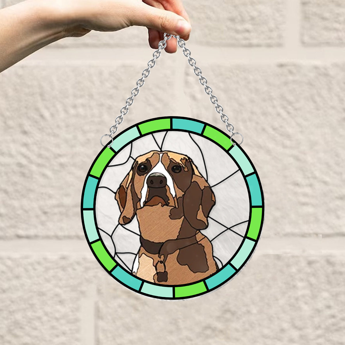 Custom Dog Portrait Picture - Personalized Dog Window Hanging Suncatcher Ornament