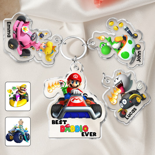 Best Daddio Mario Ever Any Title - Personalized Super Plumber Keychain with Charms