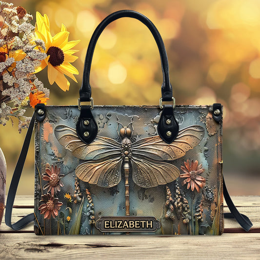 Stunning Dragonfly - Personalized Dragonfly Leather Handbag