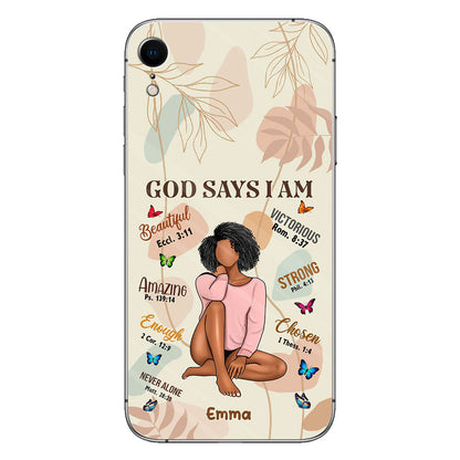 God Says I Am - Personalized African American Phone Case