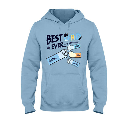 Best Dad Mom Ever Cool Blue Dog Fist - Personalized Father T-shirt And Hoodie