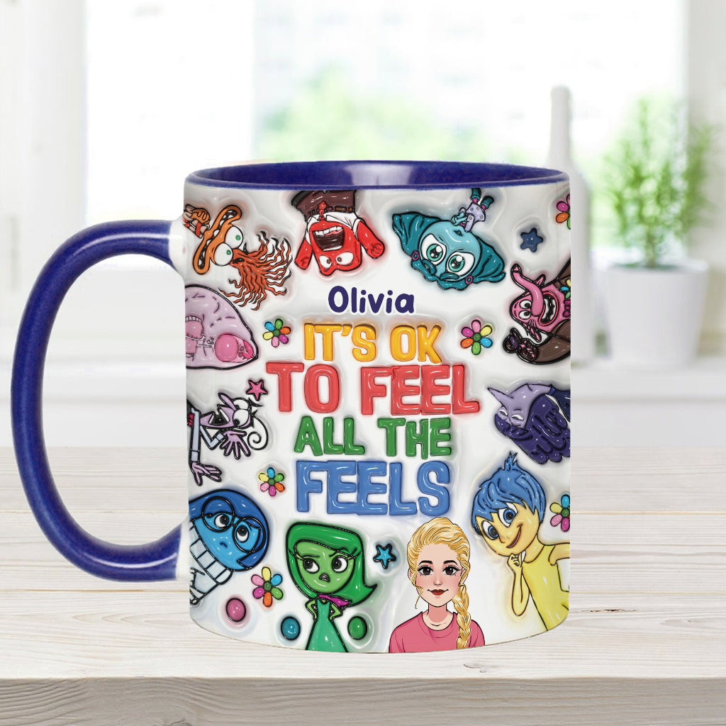 It's Ok To Feel All The Feels - Personalized Accent Mug