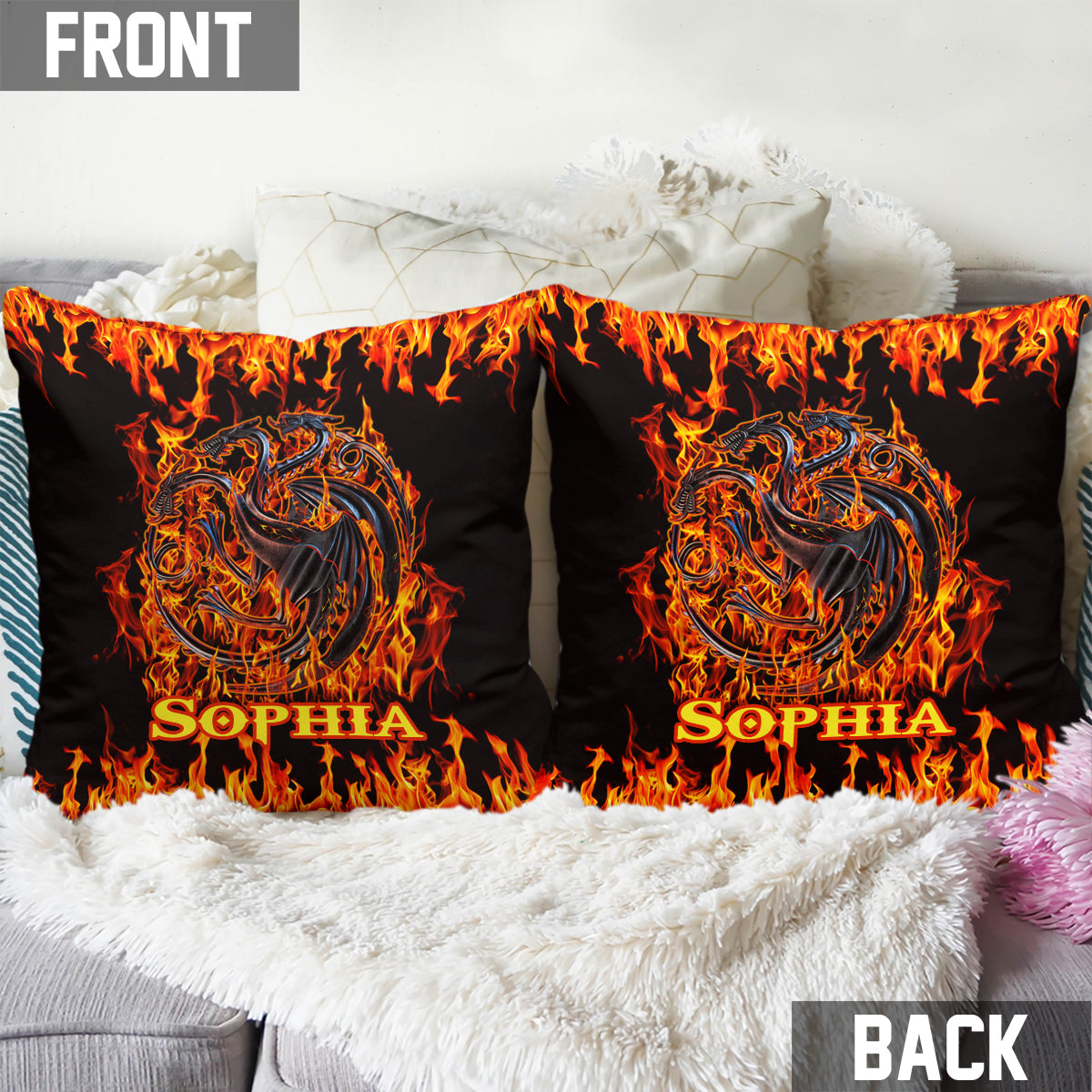 Fire And Blood Dragons - Personalized Thrones Game Throw Pillow