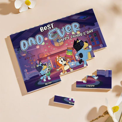 Best Dad Ever - Personalized Father One-sided Horizontal Rectangle Building Brick Blocks