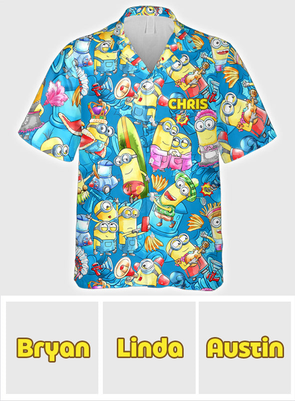 Having Fun Yellow Monster - Personalized Hawaiian Shirt