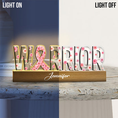 Breast Cancer Warrior - Personalized Breast Cancer Awareness Custom LED Night Light