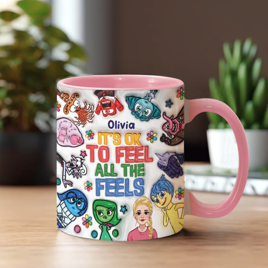 It's Ok To Feel All The Feels - Personalized Accent Mug