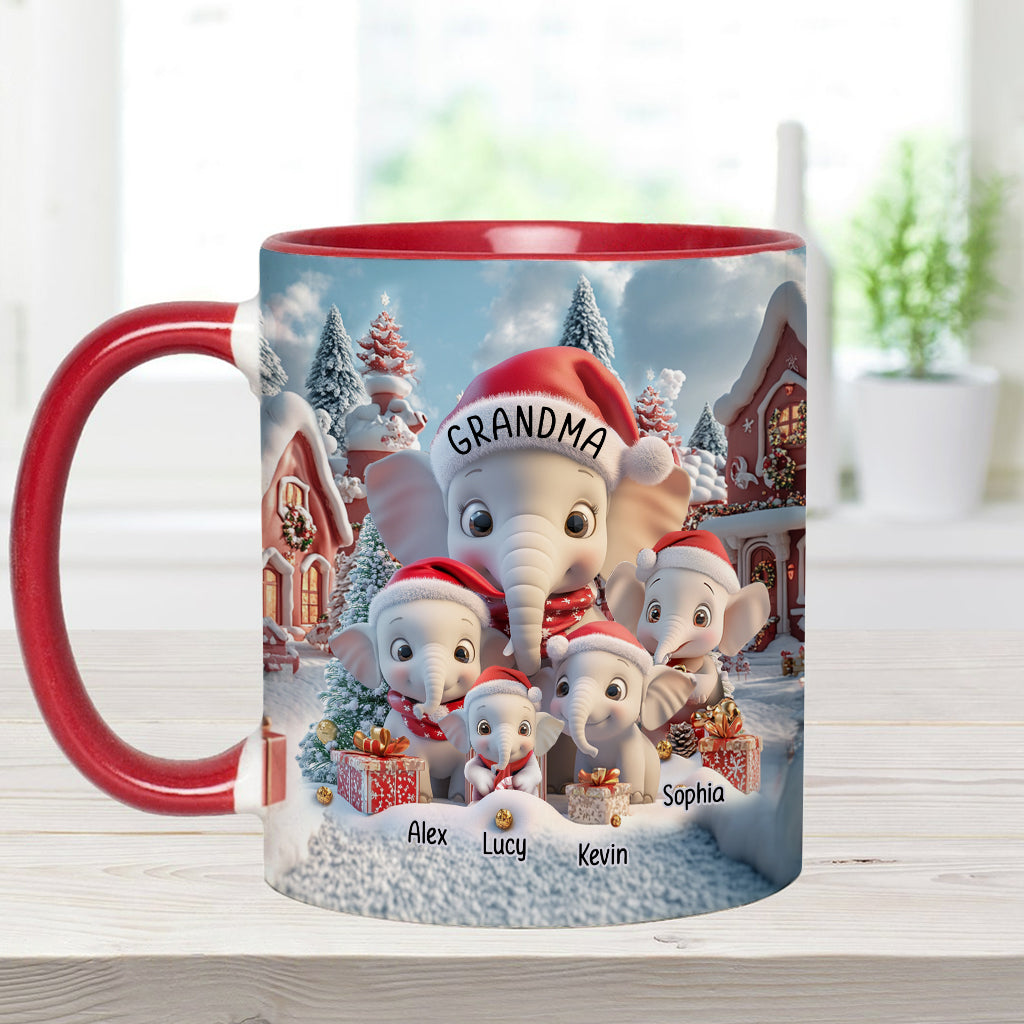 Any Title Cute Elephant - Personalized Grandma Accent Mug