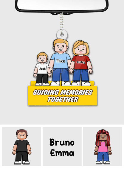 Buiding Memories Together - Personalized Family Custom Shaped Car Ornament