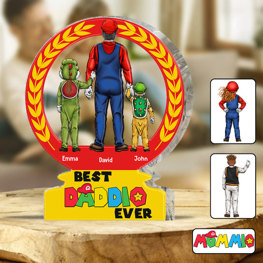 Best Daddio Mario Trophies Any Title - Personalized Super Plumber Custom Shaped Acrylic Plaque