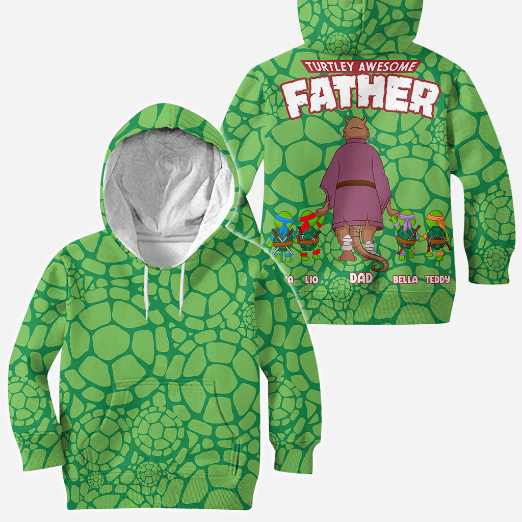 Turtley Awesome Father - Personalized Green Turtles All Over Shirt