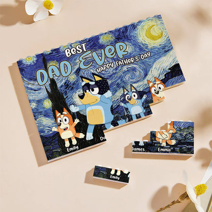 Best Dad Ever Happy Father's Day - Personalized Father One-sided Horizontal Rectangle Building Brick Blocks