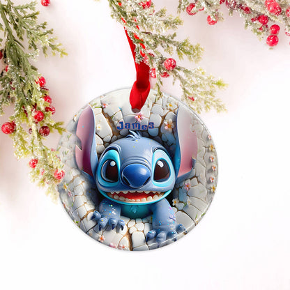 Merry Stitchmas - Personalized Ohana Ceramic Circle Ornament