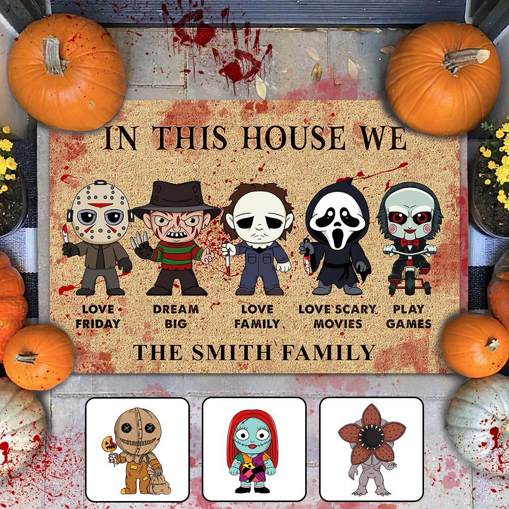 In This House We Love Scary Movies - Personalized Doormat