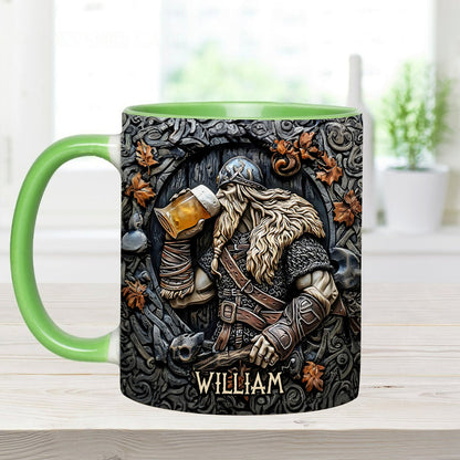 Viking Warrior Drinking Legend Raise Your Horn - Personalized Viking Accent Mug