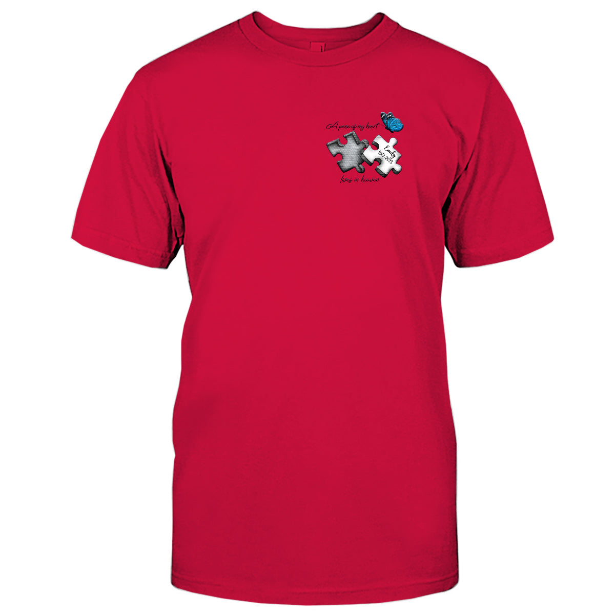 Memorial Butterfly Dragonfly Heaven Feather - Personalized Memorial Embroidered T-shirt