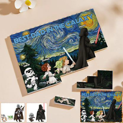 Best Dad In The Galaxy - Personalized The Force One-sided Horizontal Rectangle Building Brick Blocks